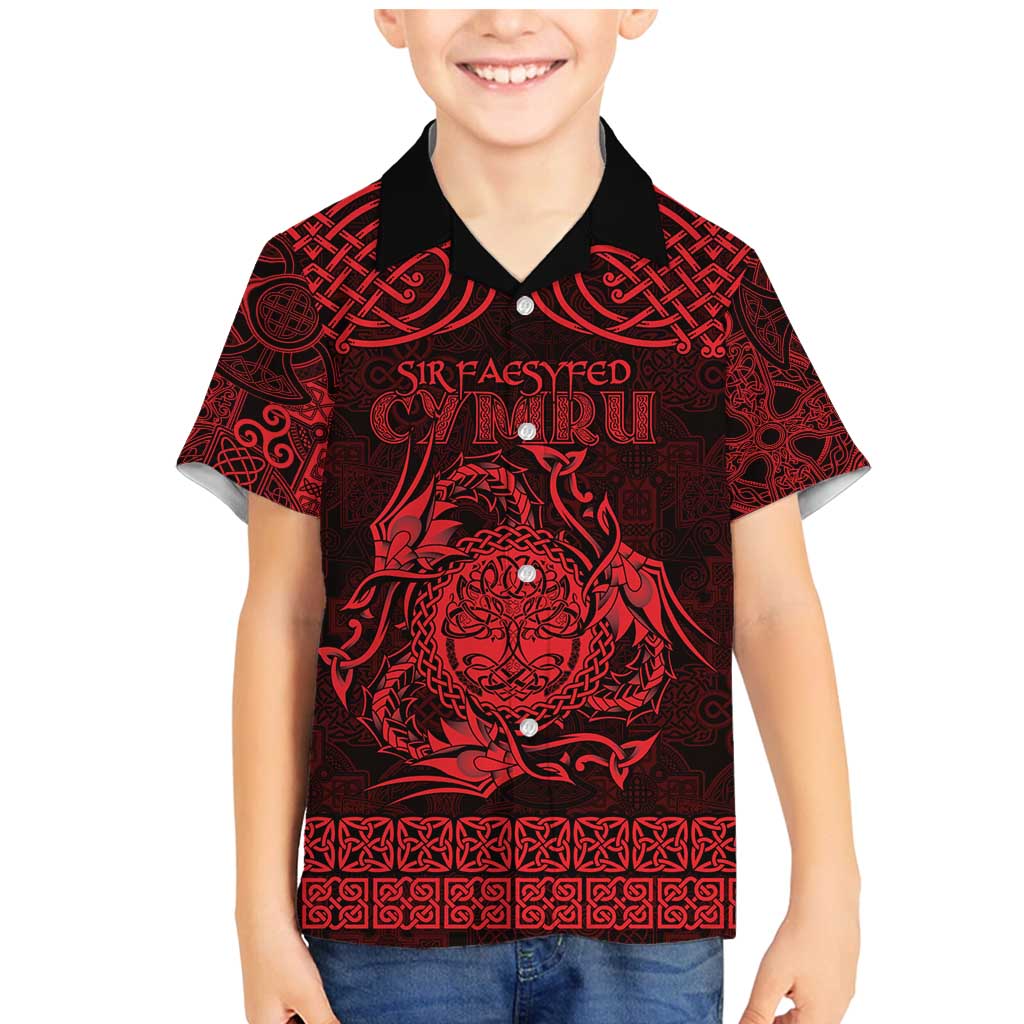 Personalized Radnorshire Sir Faesyfed Family Matching Mermaid Dress and Hawaiian Shirt Red Oak Tree Of Life Celtic-inspired - Wonder Print Shop