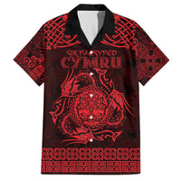 Personalized Radnorshire Sir Faesyfed Family Matching Off The Shoulder Long Sleeve Dress and Hawaiian Shirt Red Oak Tree Of Life Celtic-inspired - Wonder Print Shop