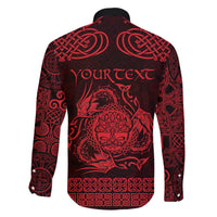 Personalized Radnorshire Sir Faesyfed Family Matching Off The Shoulder Long Sleeve Dress and Hawaiian Shirt Red Oak Tree Of Life Celtic-inspired - Wonder Print Shop