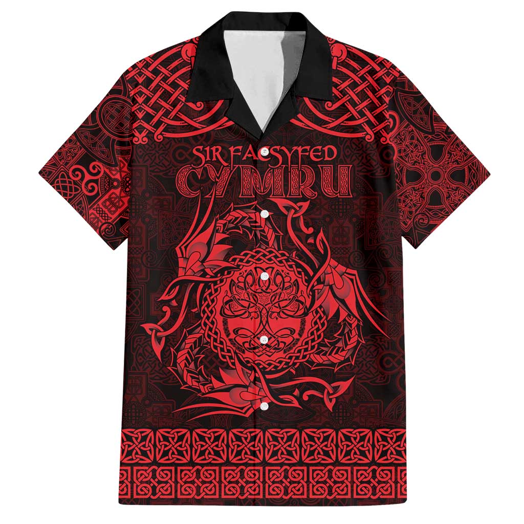 Personalized Radnorshire Sir Faesyfed Family Matching Off Shoulder Maxi Dress and Hawaiian Shirt Red Oak Tree Of Life Celtic-inspired - Wonder Print Shop