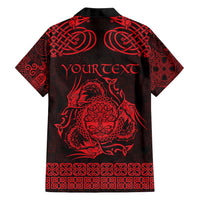 Personalized Radnorshire Sir Faesyfed Family Matching Off Shoulder Maxi Dress and Hawaiian Shirt Red Oak Tree Of Life Celtic-inspired - Wonder Print Shop