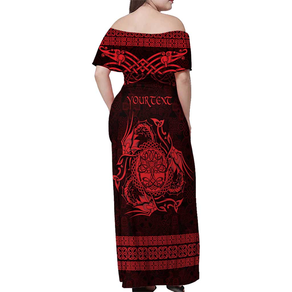 Personalized Radnorshire Sir Faesyfed Family Matching Off Shoulder Maxi Dress and Hawaiian Shirt Red Oak Tree Of Life Celtic-inspired - Wonder Print Shop