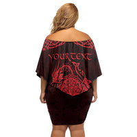 Personalized Radnorshire Sir Faesyfed Family Matching Off Shoulder Short Dress and Hawaiian Shirt Red Oak Tree Of Life Celtic-inspired - Wonder Print Shop