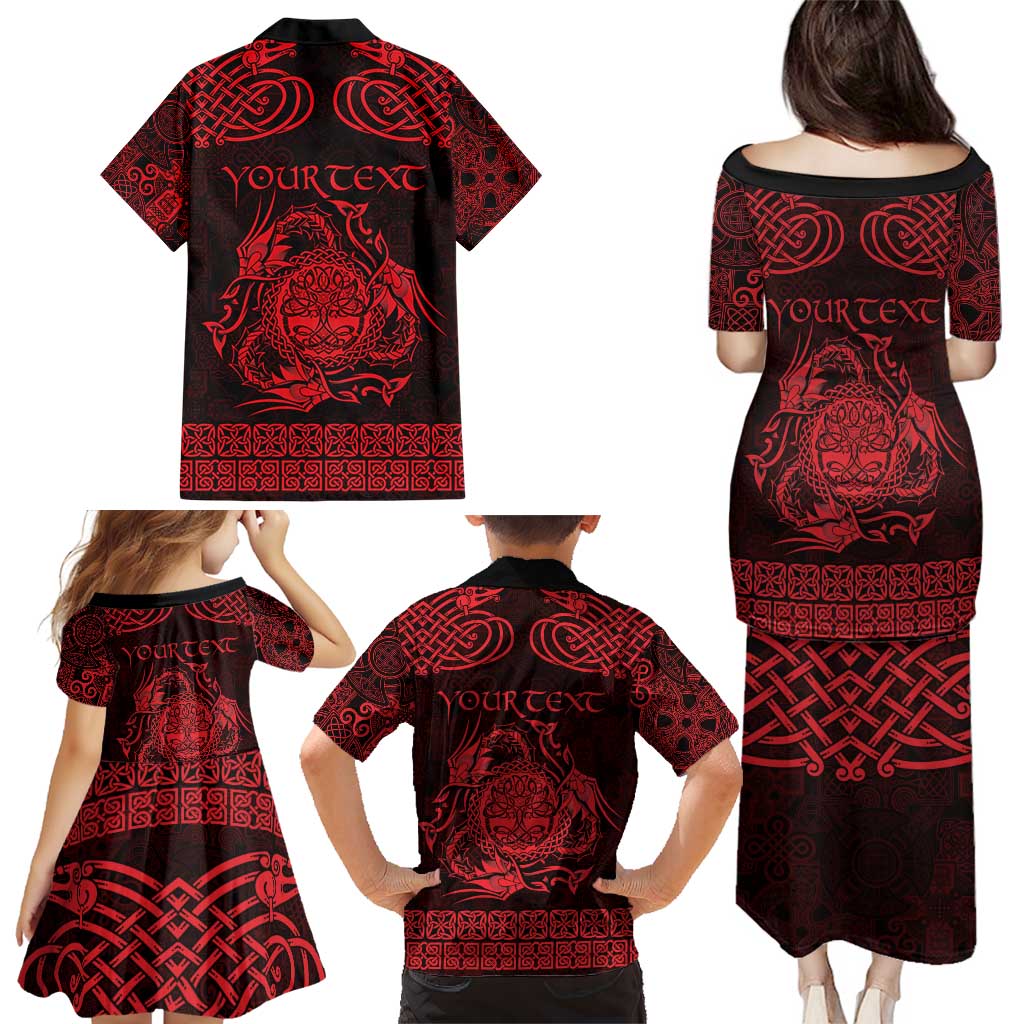 Personalized Radnorshire Sir Faesyfed Family Matching Puletasi and Hawaiian Shirt Red Oak Tree Of Life Celtic-inspired - Wonder Print Shop