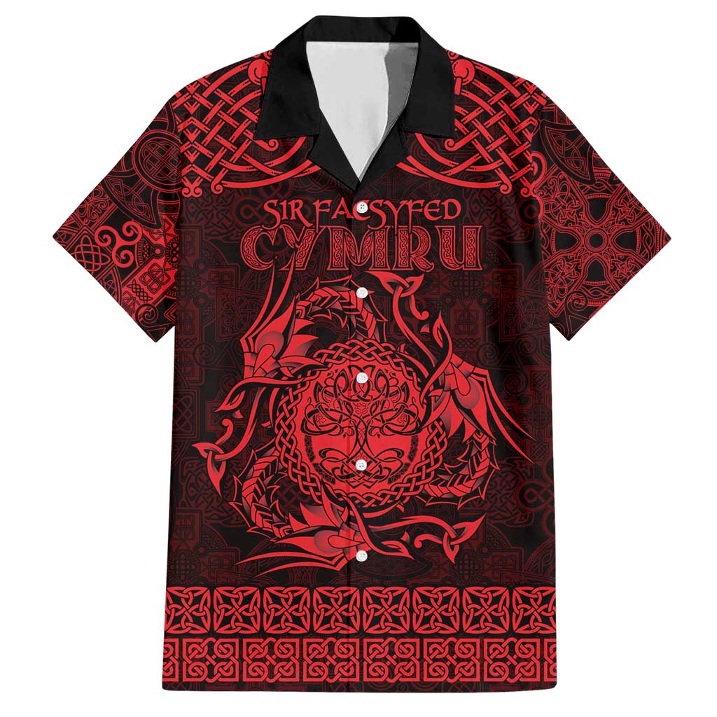 Personalized Radnorshire Sir Faesyfed Family Matching Short Sleeve Bodycon Dress and Hawaiian Shirt Red Oak Tree Of Life Celtic-inspired - Wonder Print Shop