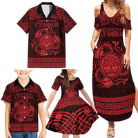Personalized Radnorshire Sir Faesyfed Family Matching Summer Maxi Dress and Hawaiian Shirt Red Oak Tree Of Life Celtic-inspired - Wonder Print Shop