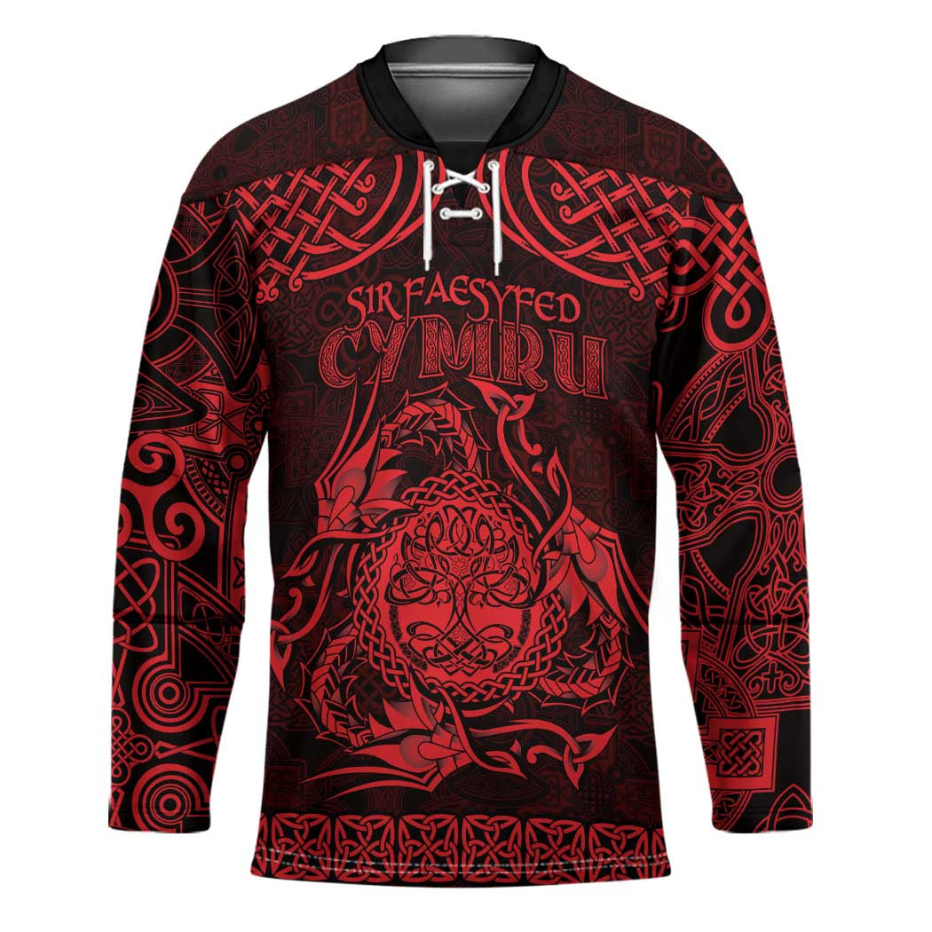 Personalized Radnorshire Sir Faesyfed Hockey Jersey Red Oak Tree Of Life Celtic-inspired - Wonder Print Shop