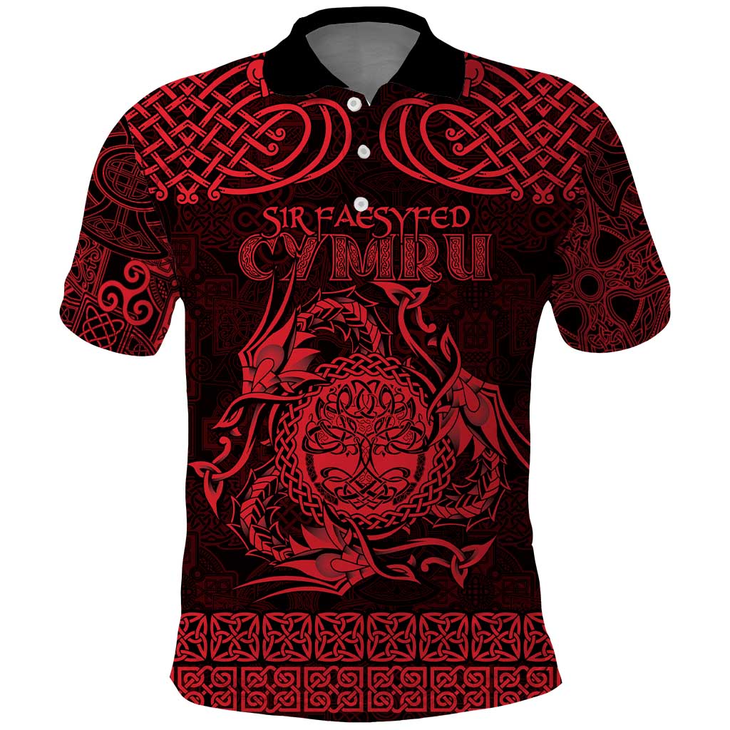 Personalized Radnorshire Sir Faesyfed Polo Shirt Red Oak Tree Of Life Celtic-inspired - Wonder Print Shop