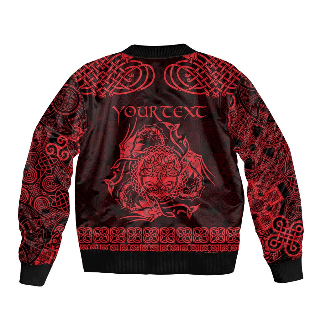 Personalized Radnorshire Sir Faesyfed Sleeve Zip Bomber Jacket Red Oak Tree Of Life Celtic-inspired - Wonder Print Shop