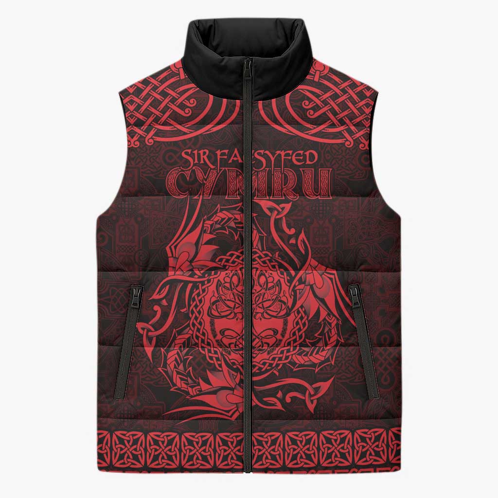 Personalized Radnorshire Sir Faesyfed Sleeveless Puffer Jacket Red Oak Tree Of Life Celtic-inspired - Wonder Print Shop