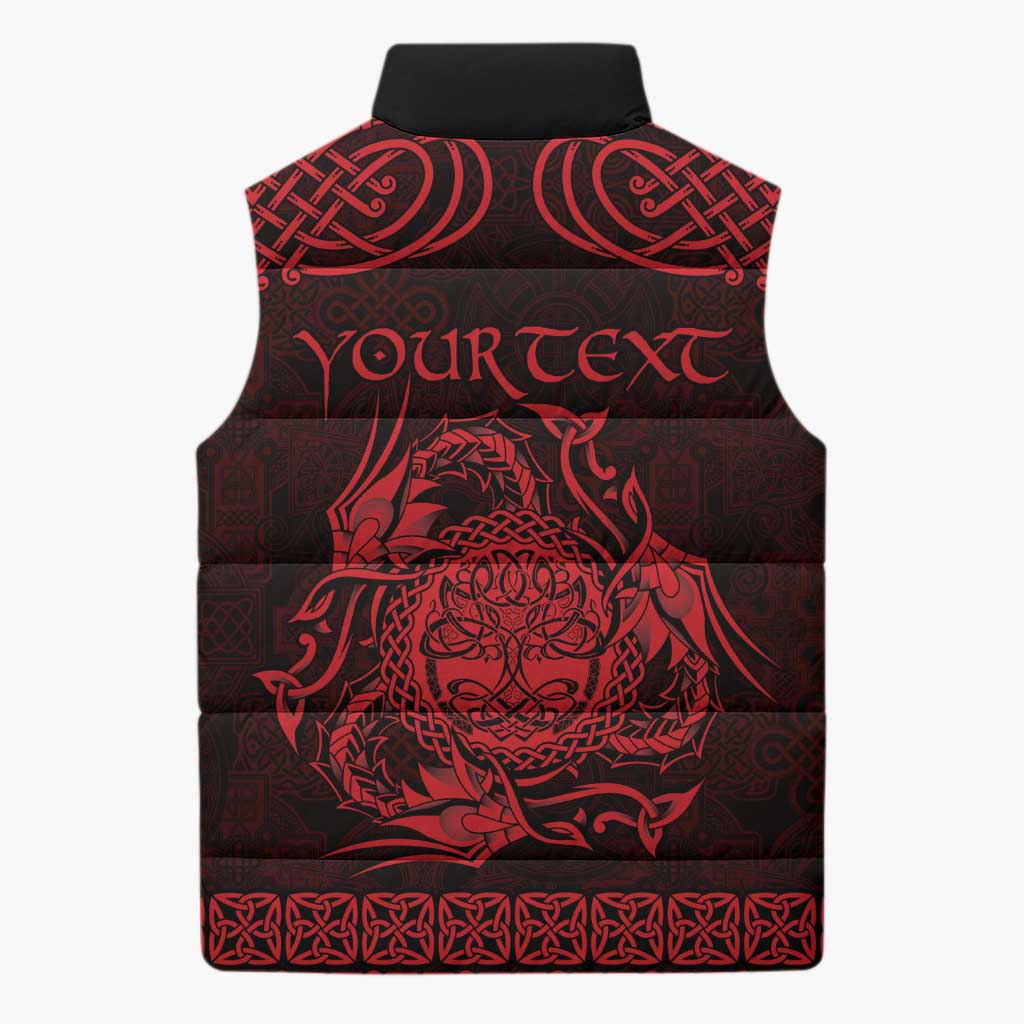 Personalized Radnorshire Sir Faesyfed Sleeveless Puffer Jacket Red Oak Tree Of Life Celtic-inspired - Wonder Print Shop