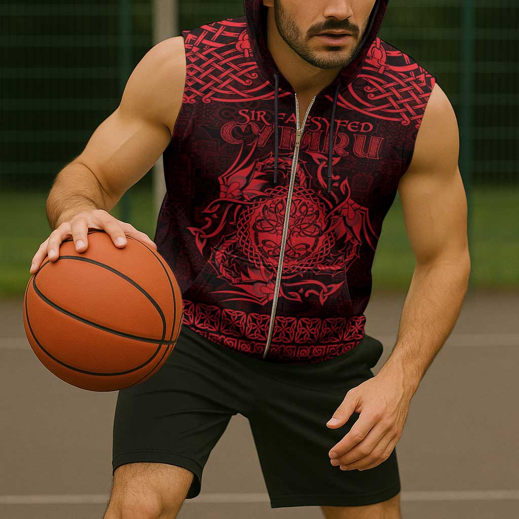 Personalized Radnorshire Sir Faesyfed Sleeveless Zip Hoodie Red Oak Tree Of Life Celtic-inspired - Wonder Print Shop