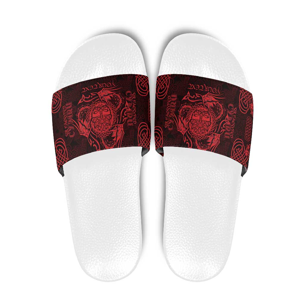 Personalized Radnorshire Sir Faesyfed Slide Sandals Red Oak Tree Of Life Celtic-inspired - Wonder Print Shop