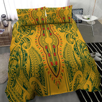 Africa Dashiki Bedding Set African Tribal Art Mixed Polynesian Tattoo Gold Color Unique LT9 - Wonder Print Shop