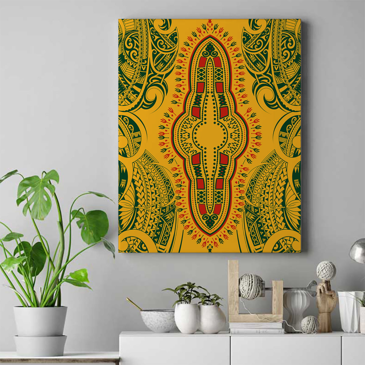Africa Dashiki Canvas Wall Art African Tribal Art Mixed Polynesian Tattoo Gold Color Unique LT9 - Wonder Print Shop