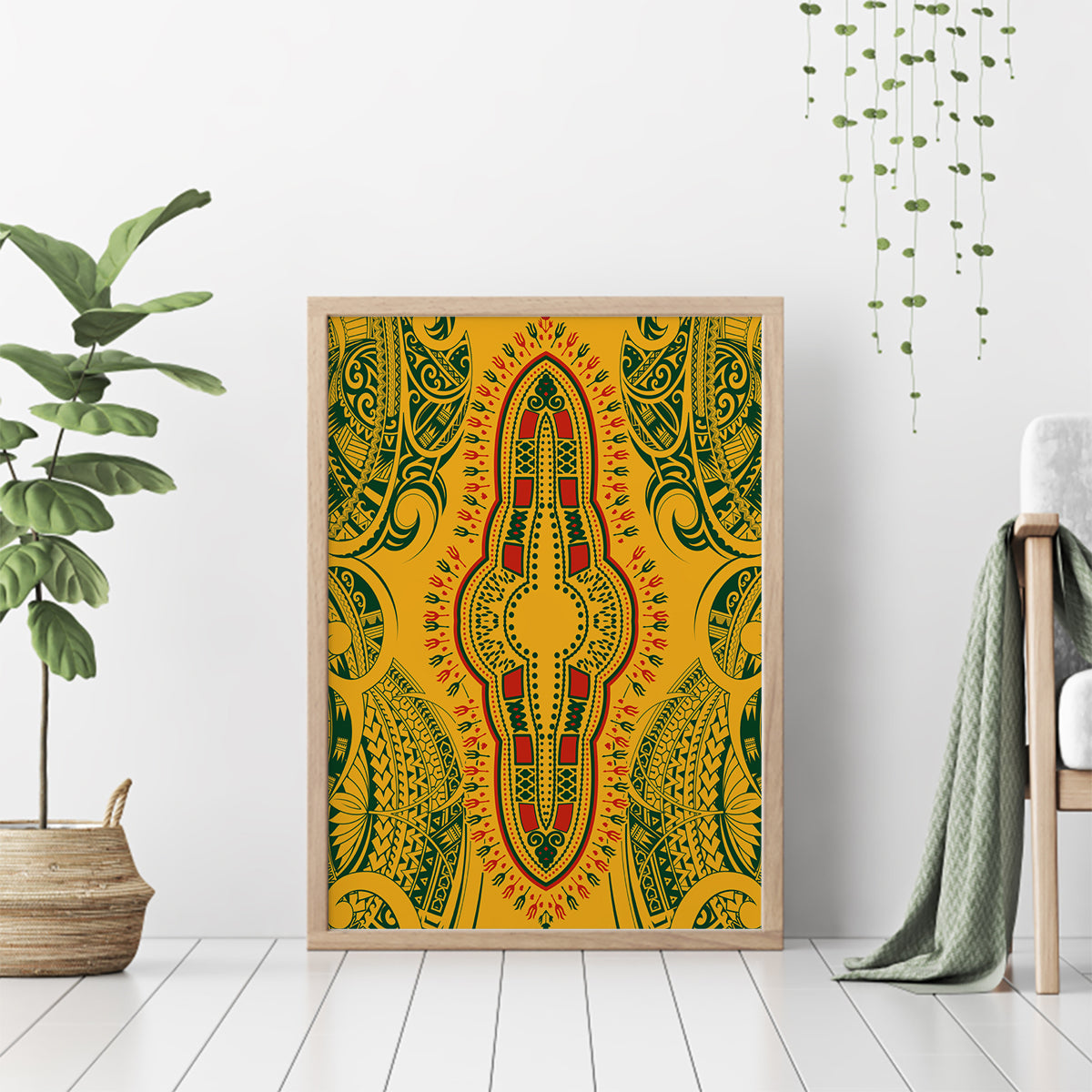Africa Dashiki Canvas Wall Art African Tribal Art Mixed Polynesian Tattoo Gold Color Unique LT9 - Wonder Print Shop