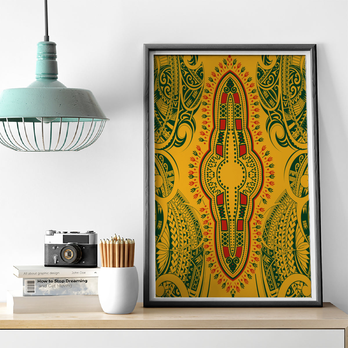 Africa Dashiki Canvas Wall Art African Tribal Art Mixed Polynesian Tattoo Gold Color Unique LT9 - Wonder Print Shop