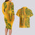 Africa Dashiki Couples Matching Long Sleeve Bodycon Dress and Hawaiian Shirt African Tribal Art Mixed Polynesian Tattoo Gold Color Unique LT9 - Wonder Print Shop