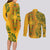 Africa Dashiki Couples Matching Long Sleeve Bodycon Dress and Long Sleeve Button Shirts African Tribal Art Mixed Polynesian Tattoo Gold Color Unique LT9 - Wonder Print Shop