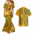 Africa Dashiki Couples Matching Mermaid Dress and Hawaiian Shirt African Tribal Art Mixed Polynesian Tattoo Gold Color Unique LT9 - Wonder Print Shop