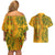 Africa Dashiki Couples Matching Off Shoulder Short Dress and Hawaiian Shirt African Tribal Art Mixed Polynesian Tattoo Gold Color Unique LT9 - Wonder Print Shop