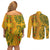 Africa Dashiki Couples Matching Off Shoulder Short Dress and Long Sleeve Button Shirts African Tribal Art Mixed Polynesian Tattoo Gold Color Unique LT9 - Wonder Print Shop