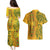 Africa Dashiki Couples Matching Puletasi Dress and Hawaiian Shirt African Tribal Art Mixed Polynesian Tattoo Gold Color Unique LT9 - Wonder Print Shop