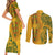 Africa Dashiki Couples Matching Short Sleeve Bodycon Dress and Long Sleeve Button Shirts African Tribal Art Mixed Polynesian Tattoo Gold Color Unique LT9 - Wonder Print Shop