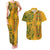 Africa Dashiki Couples Matching Tank Maxi Dress and Hawaiian Shirt African Tribal Art Mixed Polynesian Tattoo Gold Color Unique LT9 - Wonder Print Shop