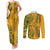Africa Dashiki Couples Matching Tank Maxi Dress and Long Sleeve Button Shirts African Tribal Art Mixed Polynesian Tattoo Gold Color Unique LT9 - Wonder Print Shop