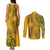 Africa Dashiki Couples Matching Tank Maxi Dress and Long Sleeve Button Shirts African Tribal Art Mixed Polynesian Tattoo Gold Color Unique LT9 - Wonder Print Shop