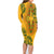 Africa Dashiki Family Matching Long Sleeve Bodycon Dress and Hawaiian Shirt African Tribal Art Mixed Polynesian Tattoo Gold Color Unique LT9 - Wonder Print Shop