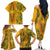Africa Dashiki Family Matching Off Shoulder Long Sleeve Dress and Hawaiian Shirt African Tribal Art Mixed Polynesian Tattoo Gold Color Unique - Wonder Print Shop