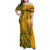 Africa Dashiki Family Matching Off Shoulder Maxi Dress and Hawaiian Shirt African Tribal Art Mixed Polynesian Tattoo Gold Color Unique LT9 - Wonder Print Shop