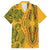 Africa Dashiki Family Matching Short Sleeve Bodycon Dress and Hawaiian Shirt African Tribal Art Mixed Polynesian Tattoo Gold Color Unique - Wonder Print Shop