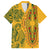 Africa Dashiki Family Matching Summer Maxi Dress and Hawaiian Shirt African Tribal Art Mixed Polynesian Tattoo Gold Color Unique - Wonder Print Shop