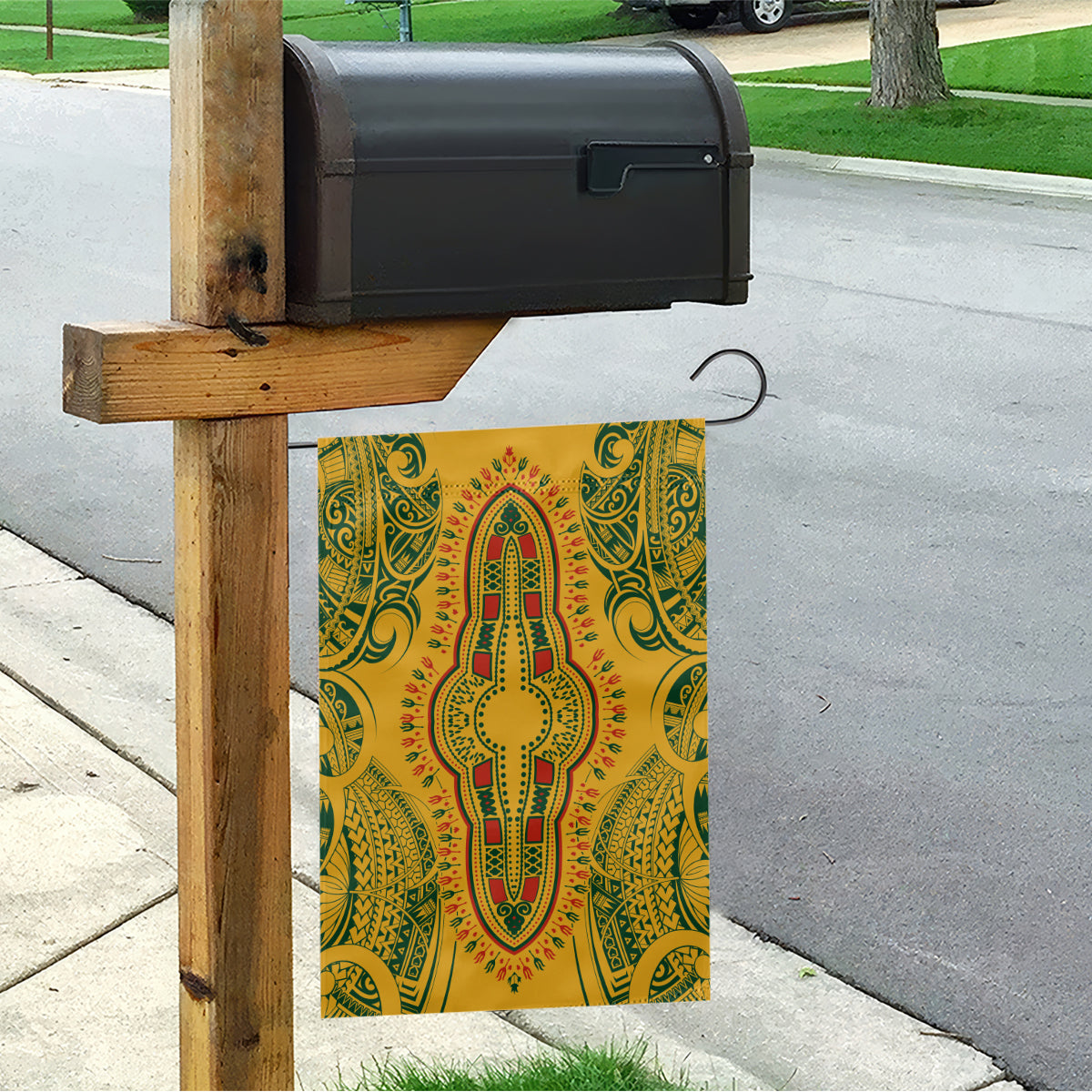 Africa Dashiki Garden Flag African Tribal Art Mixed Polynesian Tattoo Gold Color Unique - Wonder Print Shop