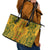 Africa Dashiki Leather Tote Bag African Tribal Art Mixed Polynesian Tattoo Gold Color Unique - Wonder Print Shop