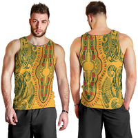 Africa Dashiki Men Tank Top African Tribal Art Mixed Polynesian Tattoo Gold Color Unique - Wonder Print Shop