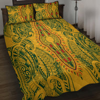 Africa Dashiki Quilt Bed Set African Tribal Art Mixed Polynesian Tattoo Gold Color Unique - Wonder Print Shop