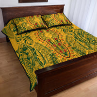 Africa Dashiki Quilt Bed Set African Tribal Art Mixed Polynesian Tattoo Gold Color Unique - Wonder Print Shop