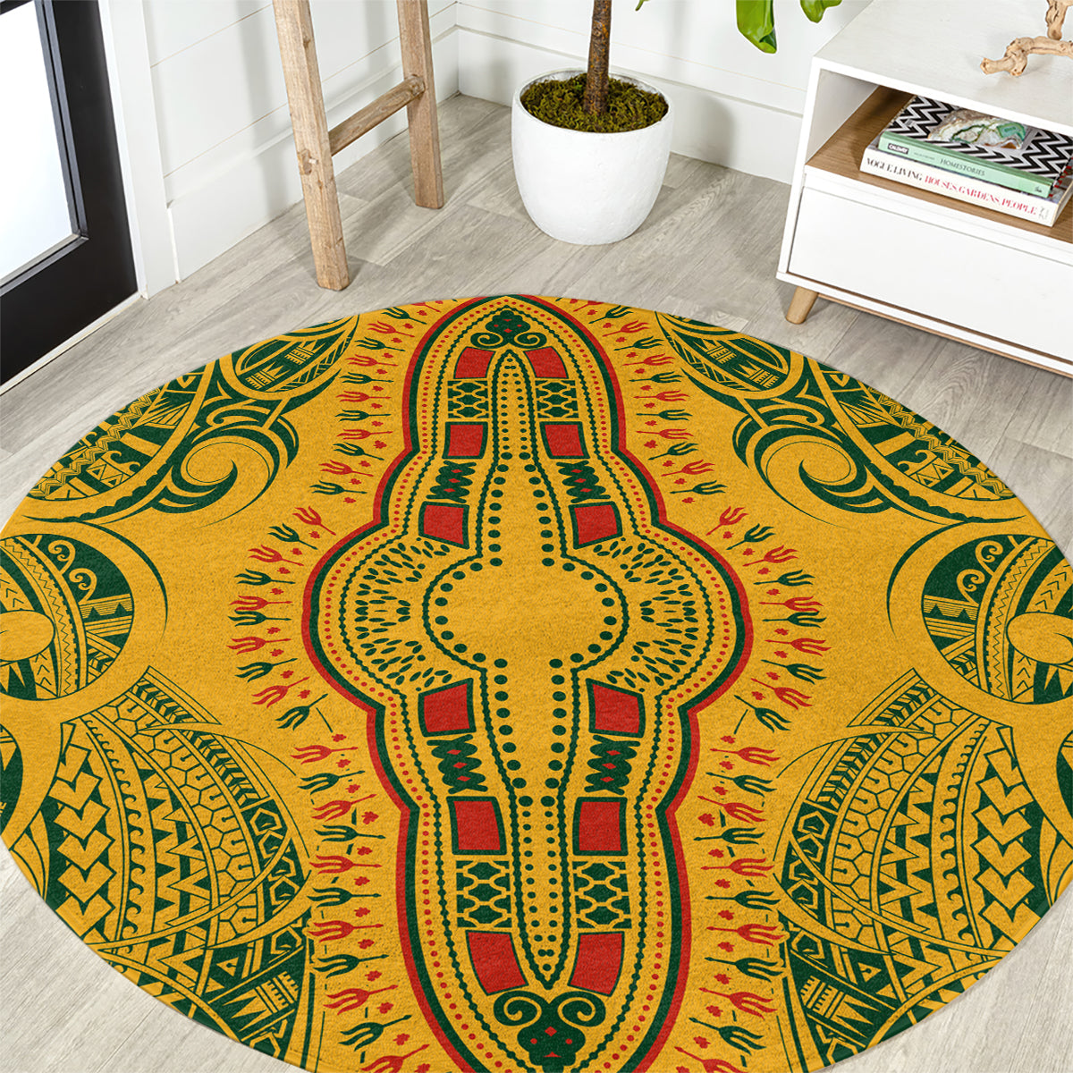 africa-dashiki-round-carpet-african-tribal-art-mixed-polynesian-tattoo-gold-color-unique