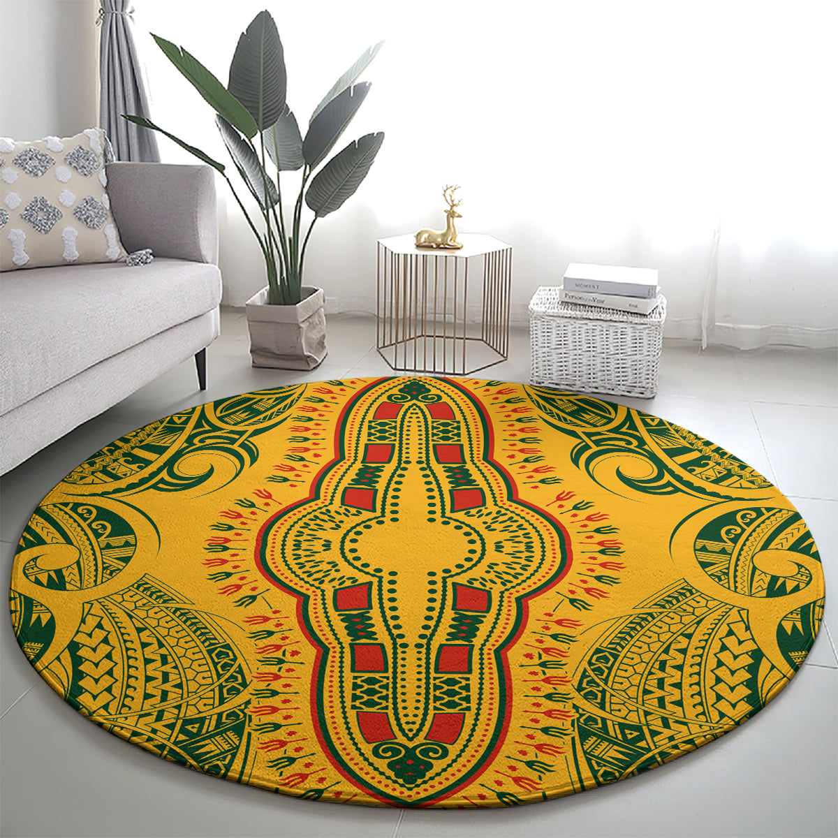 africa-dashiki-round-carpet-african-tribal-art-mixed-polynesian-tattoo-gold-color-unique