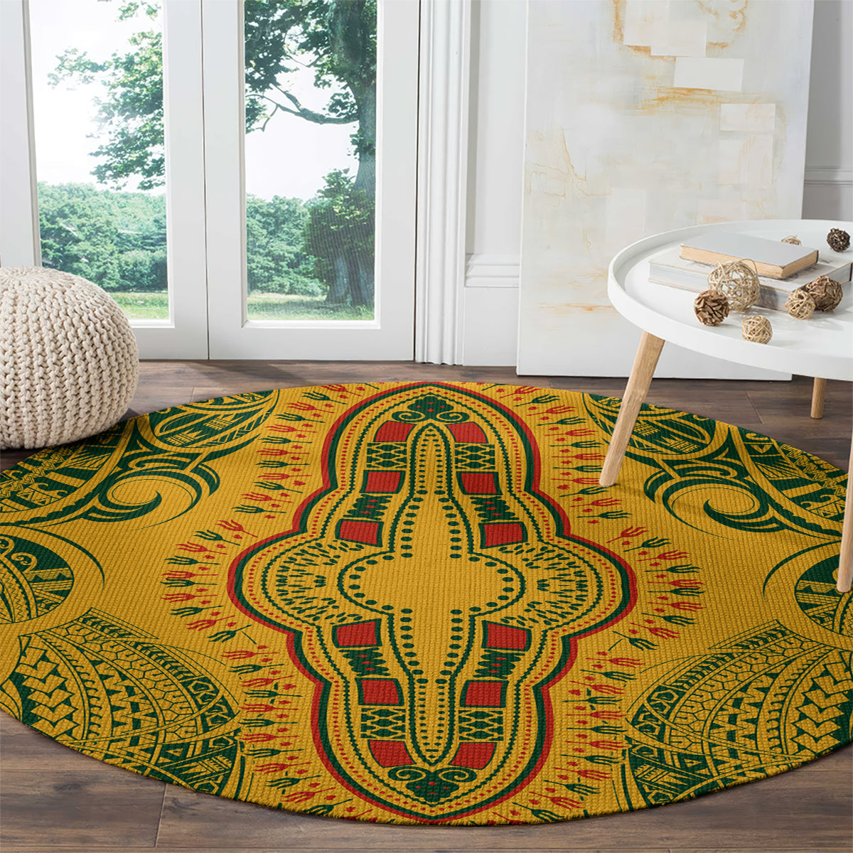 africa-dashiki-round-carpet-african-tribal-art-mixed-polynesian-tattoo-gold-color-unique