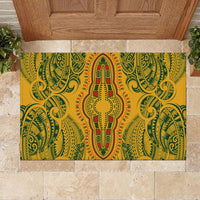 Africa Dashiki Rubber Doormat African Tribal Art Mixed Polynesian Tattoo Gold Color Unique - Wonder Print Shop