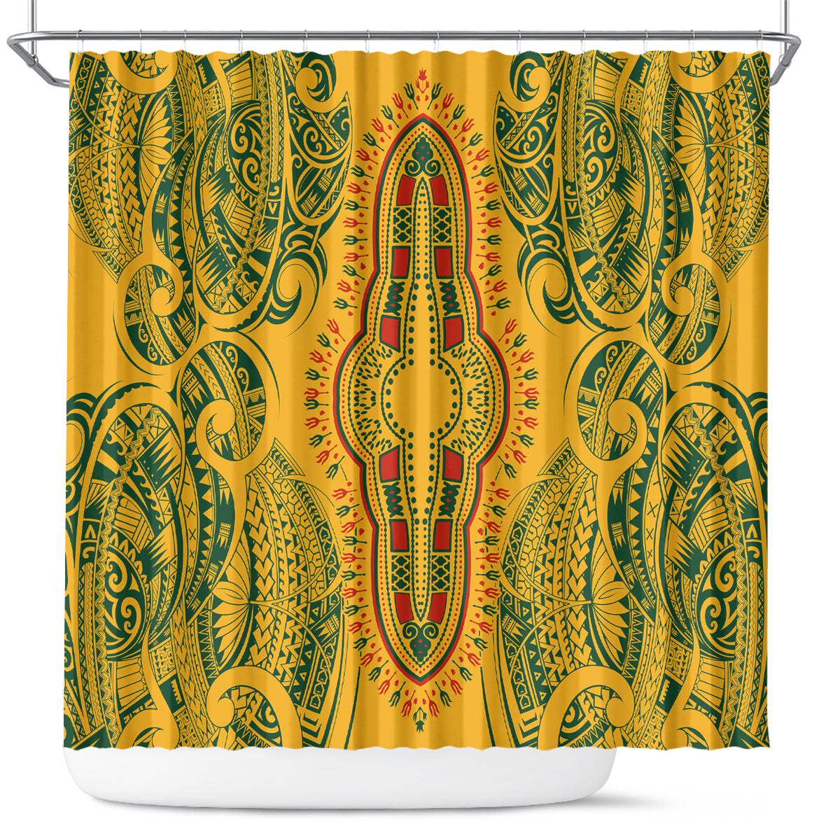 africa-dashiki-shower-curtain-african-tribal-art-mixed-polynesian-tattoo-gold-color-unique