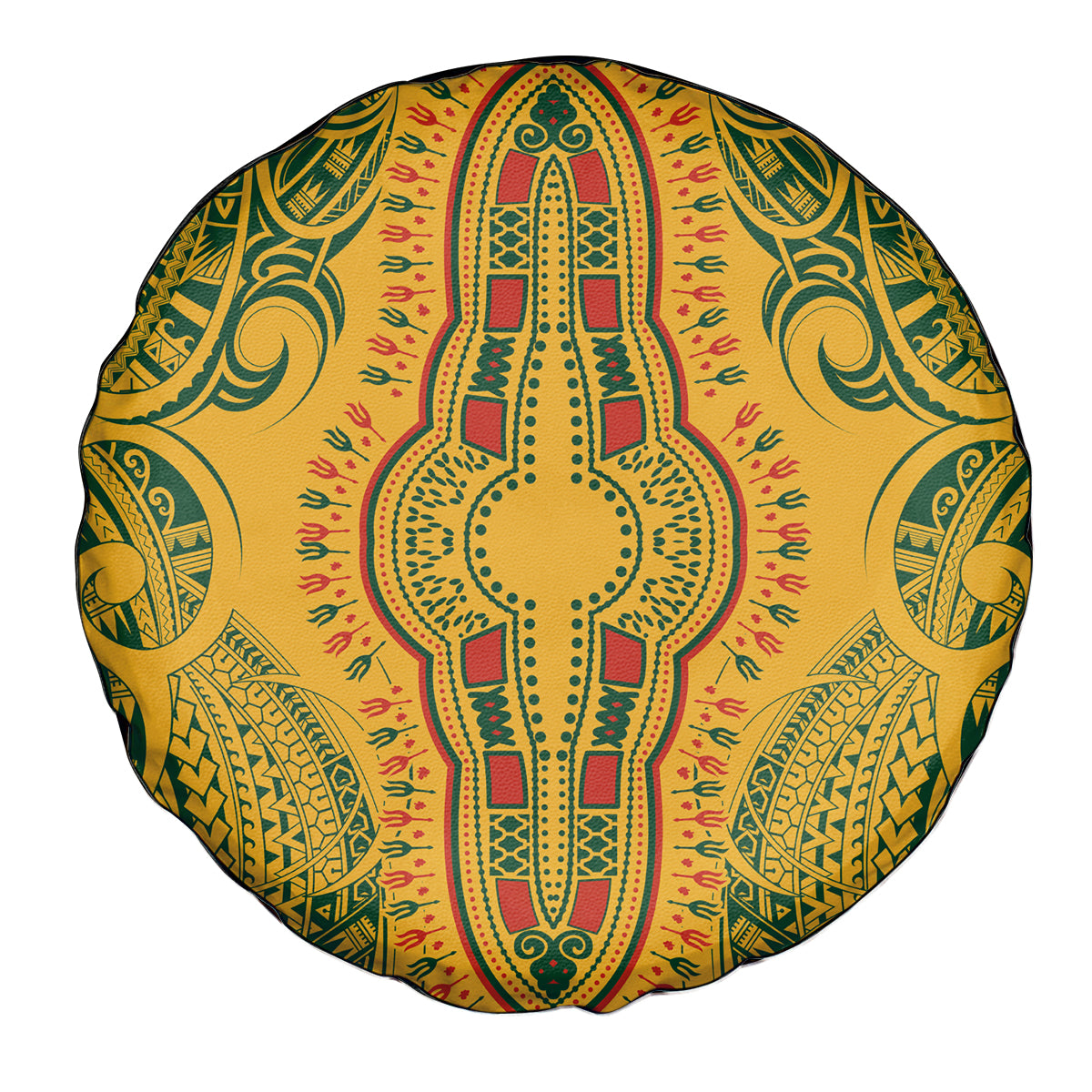 Africa Dashiki Spare Tire Cover African Tribal Art Mixed Polynesian Tattoo Gold Color Unique - Wonder Print Shop