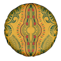 Africa Dashiki Spare Tire Cover African Tribal Art Mixed Polynesian Tattoo Gold Color Unique - Wonder Print Shop