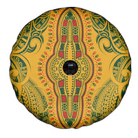 Africa Dashiki Spare Tire Cover African Tribal Art Mixed Polynesian Tattoo Gold Color Unique - Wonder Print Shop