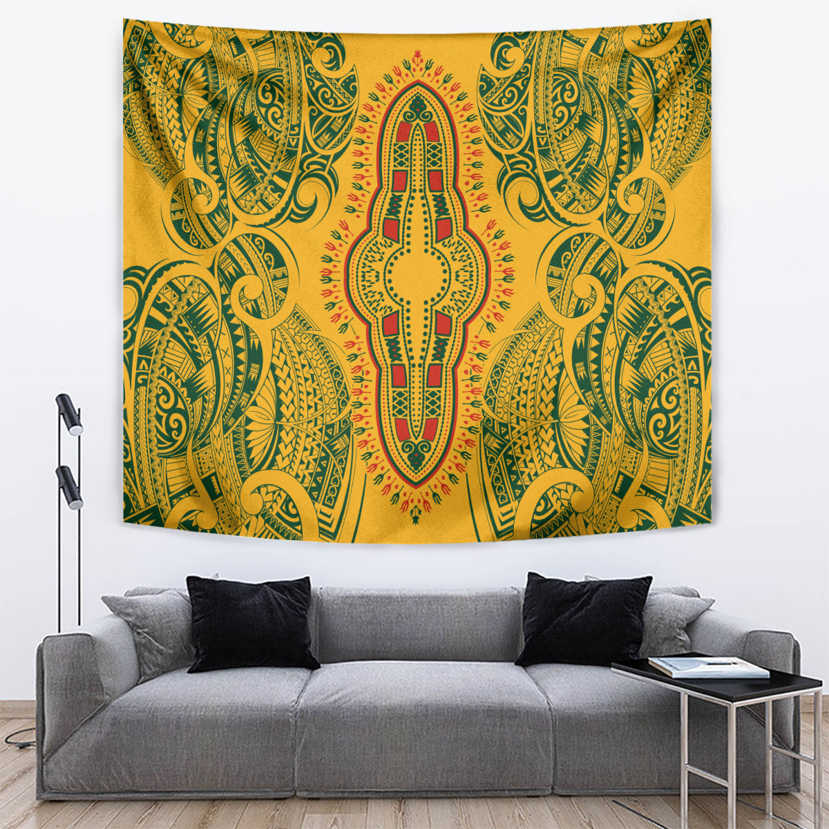 Africa Dashiki Tapestry African Tribal Art Mixed Polynesian Tattoo Gold Color Unique - Wonder Print Shop